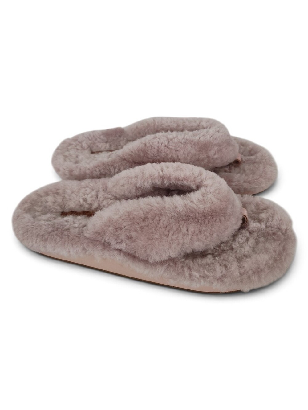 OluKai Kipe'a Heu Pink Fuzzy Slippers Wool Shearling Thong Women’s Size 6